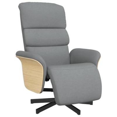 Fauteuil verstelbaar met voetensteun stof lichtgrijs