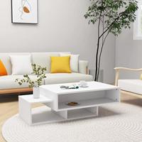 Salontafel 105x55x32 cm bewerkt hout wit - thumbnail