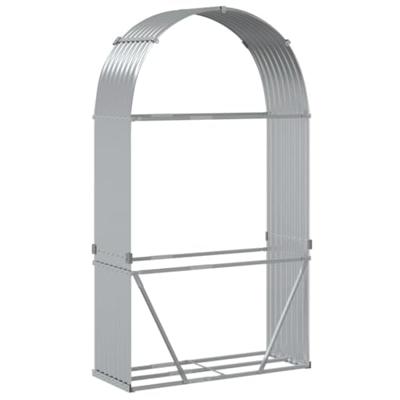 Haardhoutopslag 120x45x210 cm gegalvaniseerd staal zilverkleur Haardhoutopslag 120x45x210 cm gegalvaniseerd staal zilverkleur