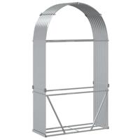 Haardhoutopslag 120x45x210 cm gegalvaniseerd staal zilverkleur - thumbnail