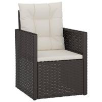 Tuinstoel met kussens poly rattan zwart - thumbnail