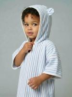 Badponcho baby Dieren, met gerecycled katoen blauw, gestreept - thumbnail