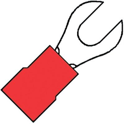 Geïsoleerde 1/2rond Vorkkabelschoen M4 voor draad 0,5-1,5 mm 100 stuks klemko 100250