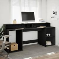 Bureau met LED-verlichting 200x55x91 cm bewerkt hout zwart - thumbnail
