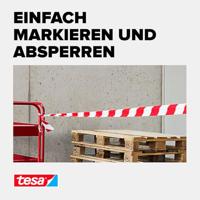 Tesa waarschuwingstape afzetlint niet klevend, ft 80 mm x 100 m, rood/wit - thumbnail