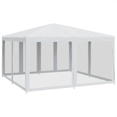 Partytent met 8 mesh zijwanden 4x4 m HDPE wit - thumbnail