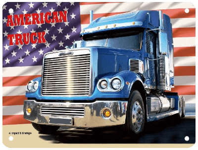 Wandplaat US truck met vlag