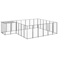 Hondenkennel 12,1 m² staal zwart - thumbnail