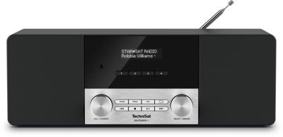 TechniSat DigitRadio 4 Stereo DAB Radio (DAB+, FM, Bluetooth, hoofdtelefoonaansluiting, AUX-ingang, wekker, OLED-display, 20 Watt RMS, Elac luidspreker), Zwart