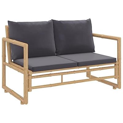 2-delige Loungeset met kussens bamboe donkergrijs - thumbnail
