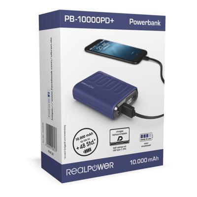 RealPower PB-10000PD powerbank Navy 10000 mAh