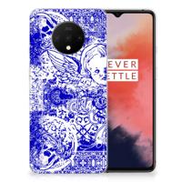 Silicone Back Case OnePlus 7T Angel Skull Blauw - thumbnail