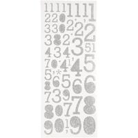 Creativ Company Glitterstickers, cijfers, vel 10x24 cm, zilver, 2 vel/ 1 doos - thumbnail
