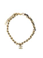 Chanel Pre-Owned 1995 CC leather and strap necklace - GOLD - thumbnail