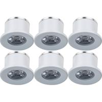 LED Veranda Spot Verlichting 6 Pack - Velvalux - 1W - Warm Wit 3000K - Inbouw - Rond - Mat Wit - Aluminium - Ø31mm - thumbnail