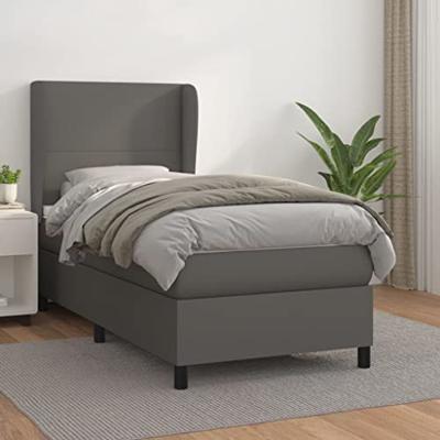 Boxspring met matras kunstleer grijs 80x200 cm