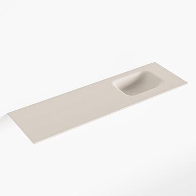MONDIAZ LEX Linen solid surface inleg wastafel voor toiletmeubel 100cm. Positie wasbak rechts