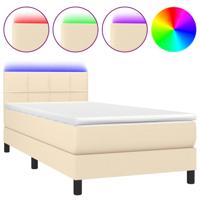 Boxspring met matras en LED stof crèmekleurig 140x190 cm - thumbnail