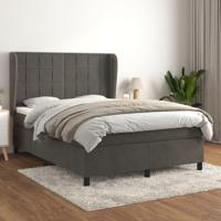 Boxspring met matras fluweel donkergrijs 140x200 cm - thumbnail