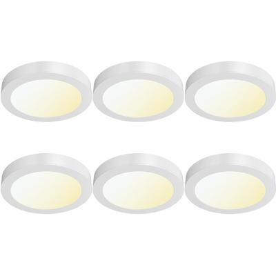 LED Downlight Opbouwspot 6 Stuks - Brinton Thin - 12W 1120lm 120° Bundelhoek - Aanpasbare Lichtkleur 3000K-4000K-6500K - IP40 - Rond - Wit - Ø172mm