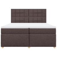 Boxspring met matras stof donkerbruin 200x200 cm - thumbnail
