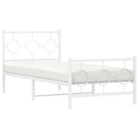 Bedframe met hoofd- en voeteneinde metaal wit 90x190 cm - thumbnail