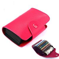 KB39 eenvoudige mode echt leder orgel kaart tas Candy kleur kaart pakket (magenta) - thumbnail