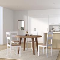 Eetkamerstoelen 4 st massief rubberwood wit - thumbnail