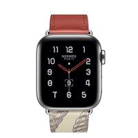 Leren bandje met print - Rood - Geschikt voor Apple Watch 38mm / 40mm / 41mm / 42mm - thumbnail