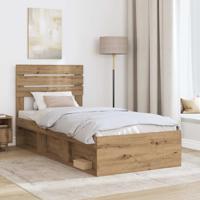 Bedframe Ambachtelijk eiken 90 x 190 cm Massief grenenhout - thumbnail