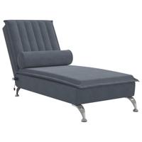 Massage chaise longue met bolster fluweel donkergrijs - thumbnail