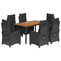 7-delige Tuinset met kussens poly rattan zwart - thumbnail