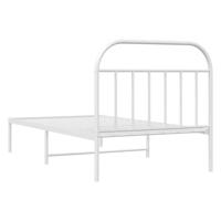 Bedframe met hoofdbord metaal wit 100x190 cm - thumbnail