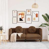 Bank met kussens 2-zits kunstsuède bruin - thumbnail