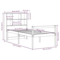 Bed met boekenkast zonder matras massief grenenhout 90x190 cm - thumbnail