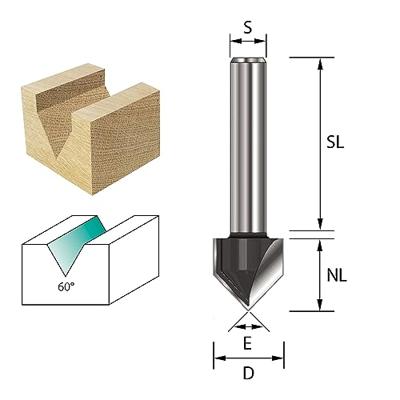 ENT V-groeffrees HM 90 graden A 6.35mm, Kolf 8mm - 7912044