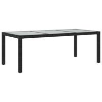 Tuintafel 190x90x75 cm gehard glas en poly rattan black - thumbnail