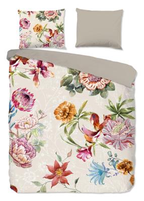 Good Morning Dekbedovertrek "bloemen" - Zand - (200x200/220 cm) - Katoen