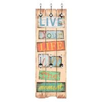 VidaXL Wandkapstok met 6 haken live life 120x40 cm - thumbnail