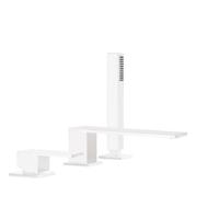 Badrandkraan Tres Cuadro Exclusive met Handdoucheset Rechte Uitloop 18 cm Mat Wit Tres - thumbnail