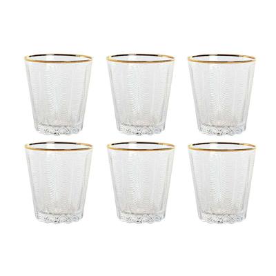 Glazenset Home ESPRIT Transparant Gouden Kristal Met reliëf 350 ml (6 Stuks)