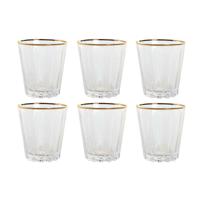 Glazenset Home ESPRIT Transparant Gouden Kristal Met reliëf 350 ml (6 Stuks) - thumbnail