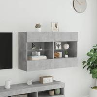 Tv-wandmeubel met LED-verlichting 98,5x30x60,5 cm betongrijs - thumbnail