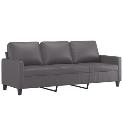 3-delige Loungeset met kussens kunstleer grijs - thumbnail