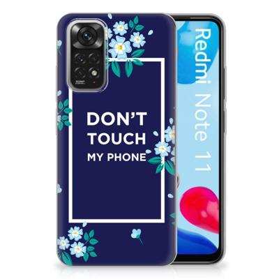 Xiaomi Redmi 10 | Redmi Note 11 4G Silicone-hoesje Flowers Blue DTMP Xiaomi Redmi 10 | Redmi Note 11 4G Silicone-hoesje Flowers Blue DTMP