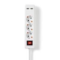 Nedis EXSO315UFSWT Stekkerdoos 3-wegs Schuko 2x Usb 1,5 M Aan/uitknop Wit - thumbnail