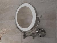 wand scheerspiegel met led verlichting chroom - thumbnail