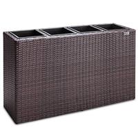 Polyrattan Bloembak 4 delig - Bruin - 95 x 27 x 60 cm - thumbnail