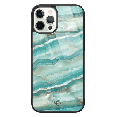iPhone 12 Pro glazen hardcase - Marmer azuurblauw