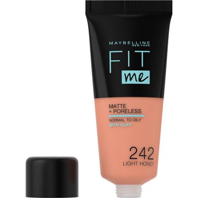 Maybelline Fit Me Matte and Poreless Foundation Medium/Dark 242 Light Honey - Medium tot donkere huid, neutrale tot roze ondertoon